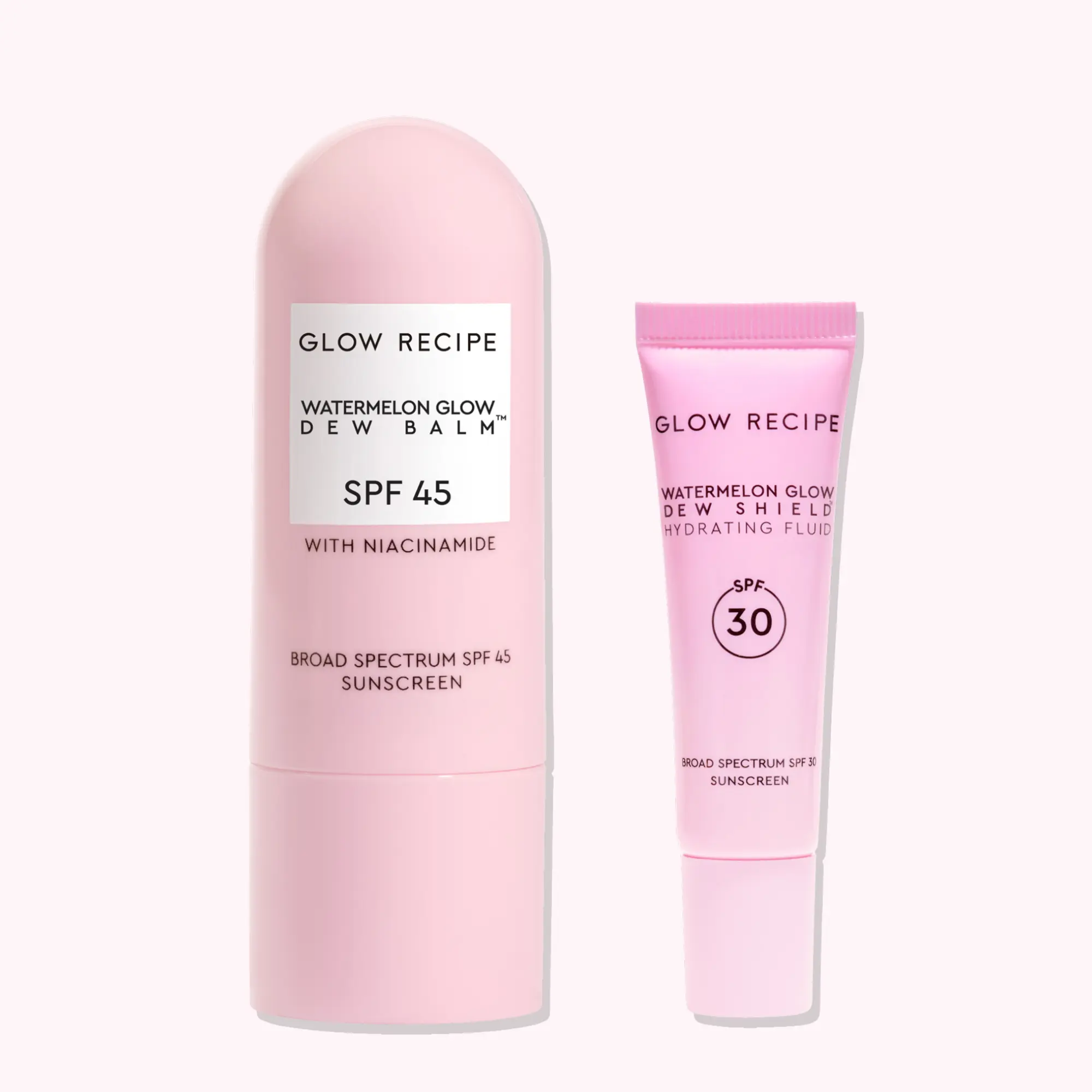 Glow Recipe Watermelon Glow Sunscreen Duo, Hydrating Daily Facial Set with Hyaluronic Acid, SPF 30 Cream & SPF 45 Translucent Stick for a Dewy Finish, Moisturizer, Vitamins, Glycerin, Glowup, Balm