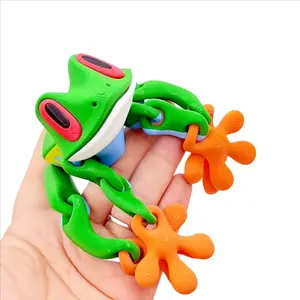 4Pcs 3D Printed Articulated Frog Magnets - Realistic Jumping Frog Fridge Magnets with Movable Joints, Creative Magnetic Toy Animal Figures for Kitchen Decor, Whiteboard, Locker