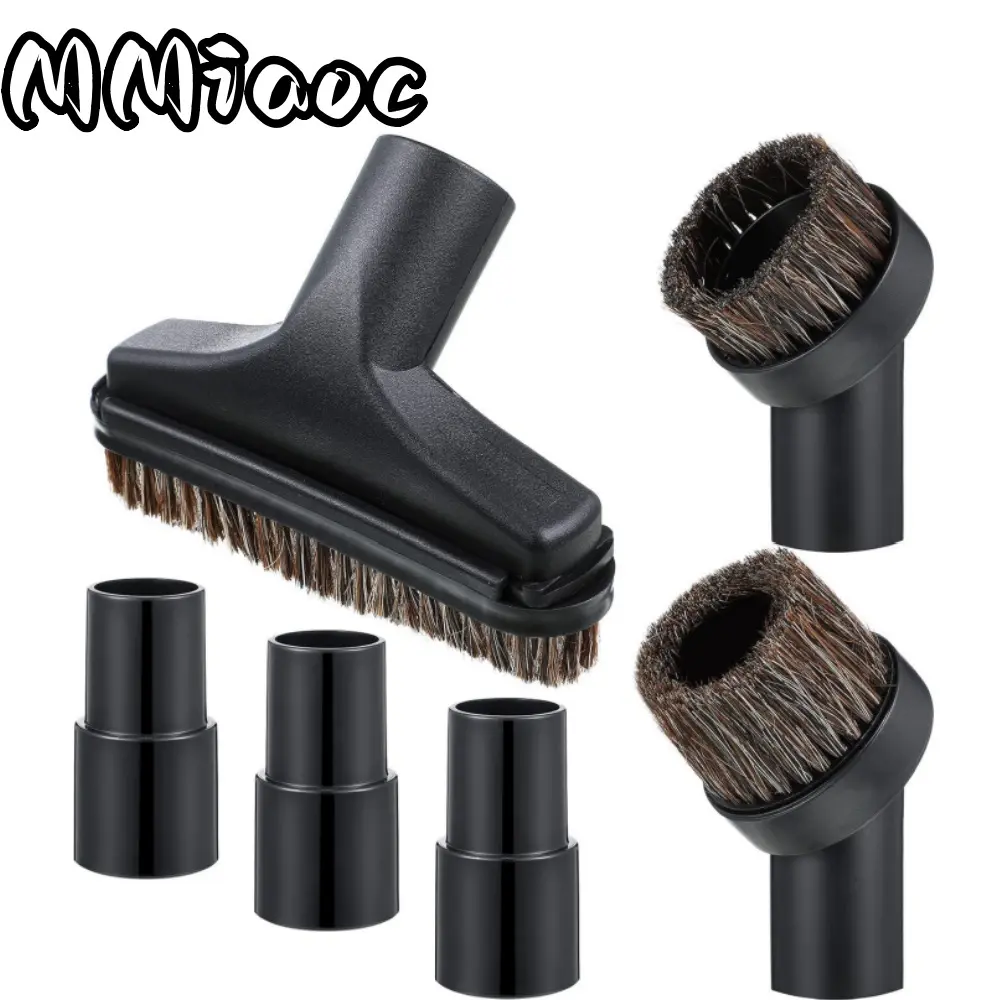 6/8 pcs Horsehair Vacuum Brush Head, 1.25'' 25mm and 36mm Shop Round Dust Brush Vacuum Hose 5.9 Inch Floor Attachment Brush Replacement with 1-1/4 To 1-3/8 Inch Adapter