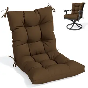 2-Pack High Back Chair Cushions for Indoor & Outdoor Use Tufted Patio Rocking Chair Cushions with Ties Splash-Resistant Fade-Resistant 44.5 x 22.5 x 5