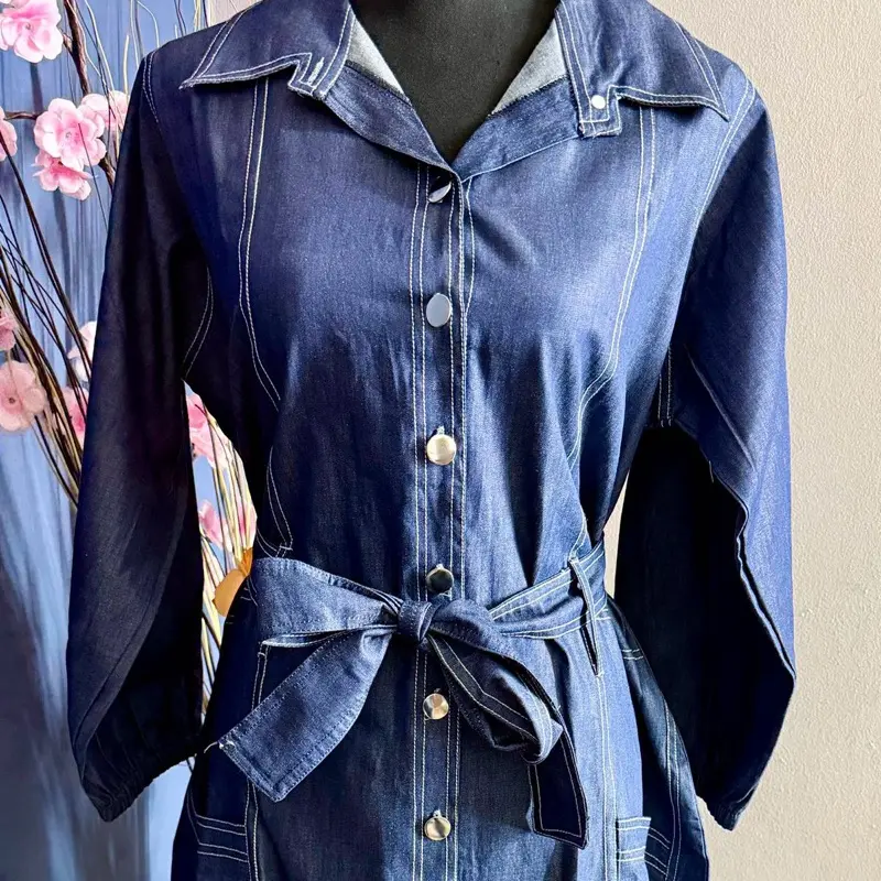 knee length dresses for ladies Generic Women's Casual Denim Sleeveless Dress (Blue)  TheShopOraStore