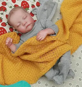 The reborn doll measures 20 inches 50 cm, lifelike and soft, just like a real newborn sleeping with eyes closed, a great pretend play toy for kids