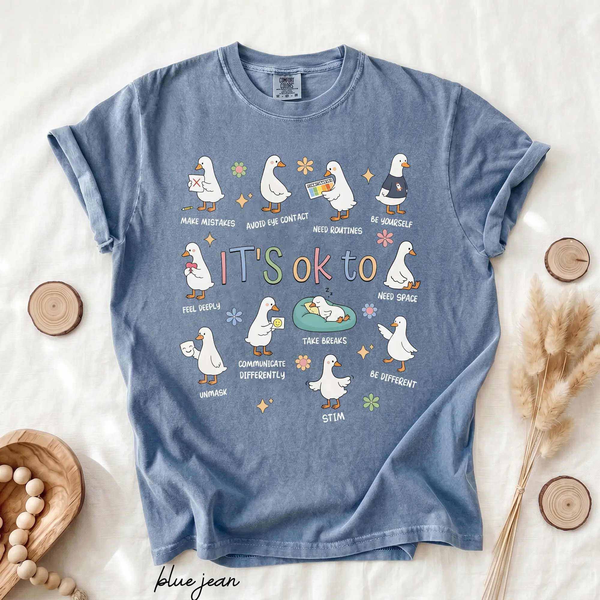 Comfort Colors It's OK To Be Different Autism Goose Shirt, Neurodiversity Acceptance Tee, Special Education Teacher T-Shirt, Inclusive Graphic Top