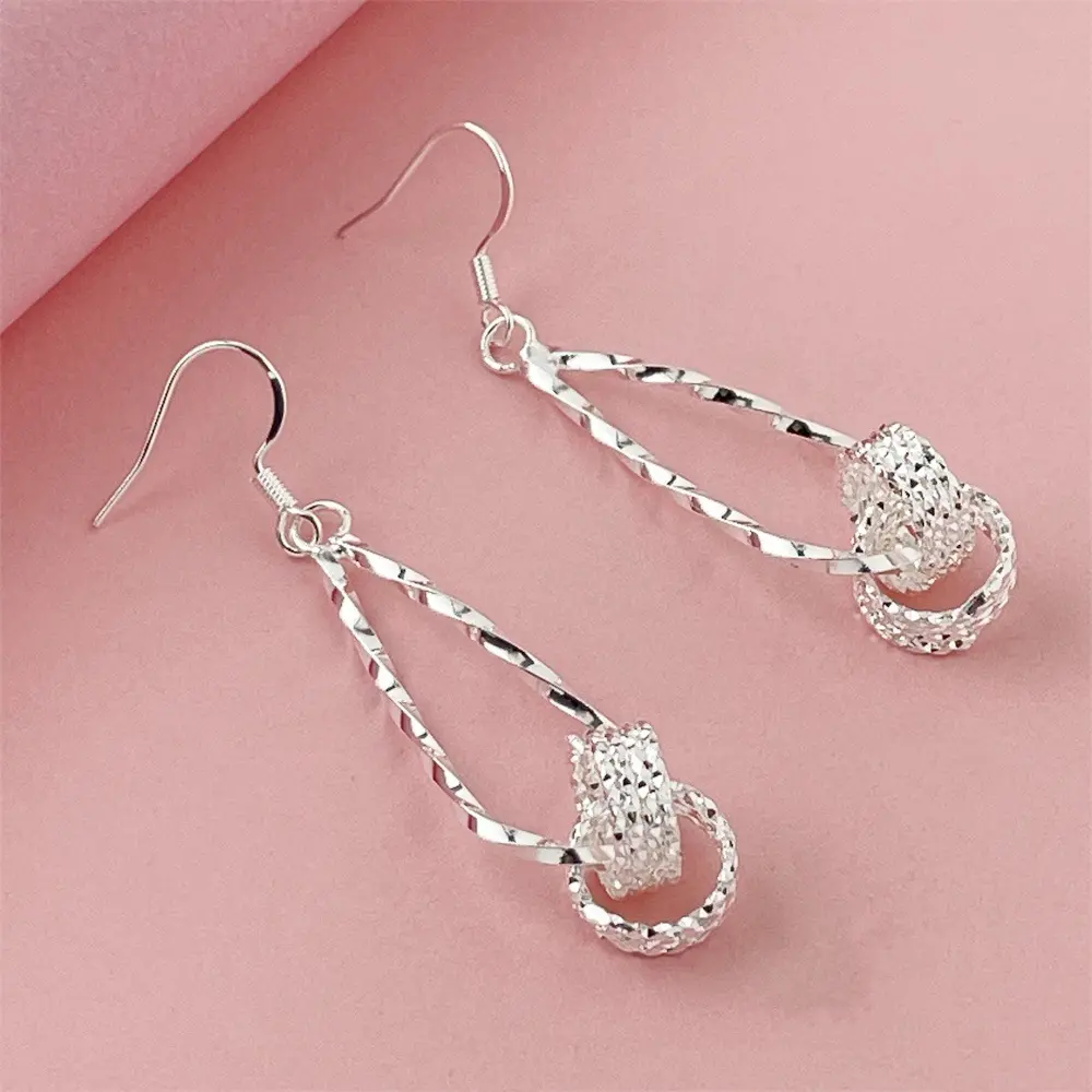 Twisted double circle earrings, twisted rope twisted spiral earrings, women's earrings