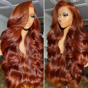 Reddish Brown Body Wave 13x6 Hd Lace Frontal Human Hair Wig Ginger Orange Colored Human Hair Pre Plucked 13x4 Lace Frontal Wig Brazilian Human Hair Wigs For Women