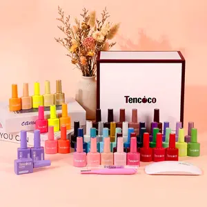 Tencoco 51PCS Gel Nail Polish Set, 7ML 45 Colors Colorful Dopamine Gel Polish Kit, 12ML Base Coat, Top Coat, Builder Gel Are Included, Salon DIY Home, Gift for Women