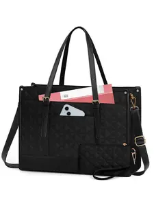Quilted Design Laptop Bag, Fashionable Solid Color Handbag for Women, Casual Trendy Versatile High-quality Daily Commuting Bag, Girl Fashionable Bag