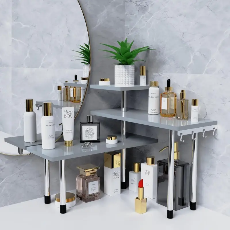 Multifunctional 3-Tier Kitchen Corner Shelf - Countertop Storage Organizer with Hanging Hooks, Easy Assembly, Space-Saving Rack