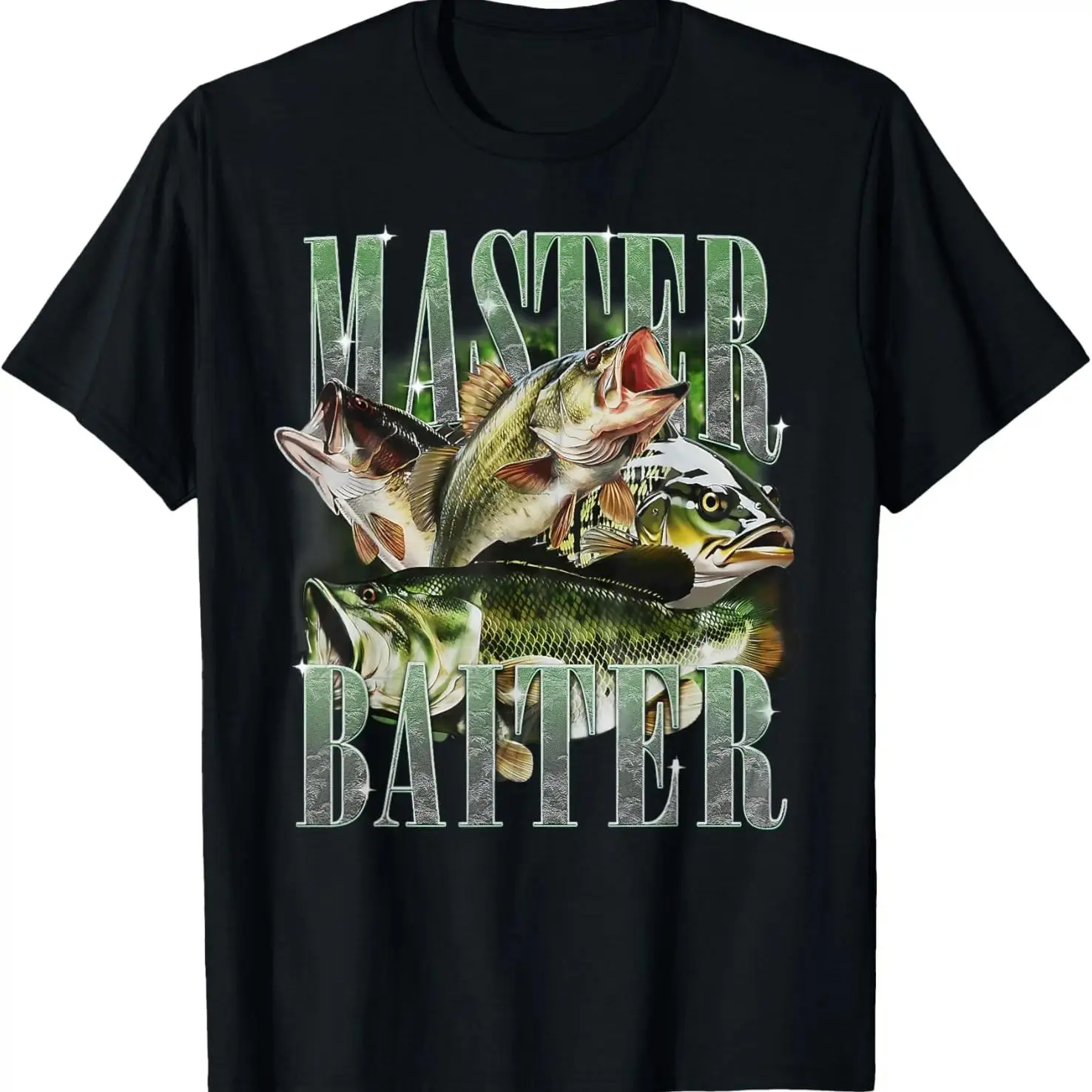 Men's Bass Fishing T-Shirt, Black Cotton T-Shirt for Papa Dad, Happy Father's Day Gift, Standard Sizes (S,L,3XL) - Sports & Outdoor Top, Happy Fathers Day