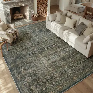 MontVoo Elegant Distressed Area Rug for Living Room Decor, Machine Washable, Easy to clean & Ultra Soft, Vintage Home Decor, Bedroom Decor, Kitchen, Office Room & Kids' Room Rug, TikTok Shop Deals