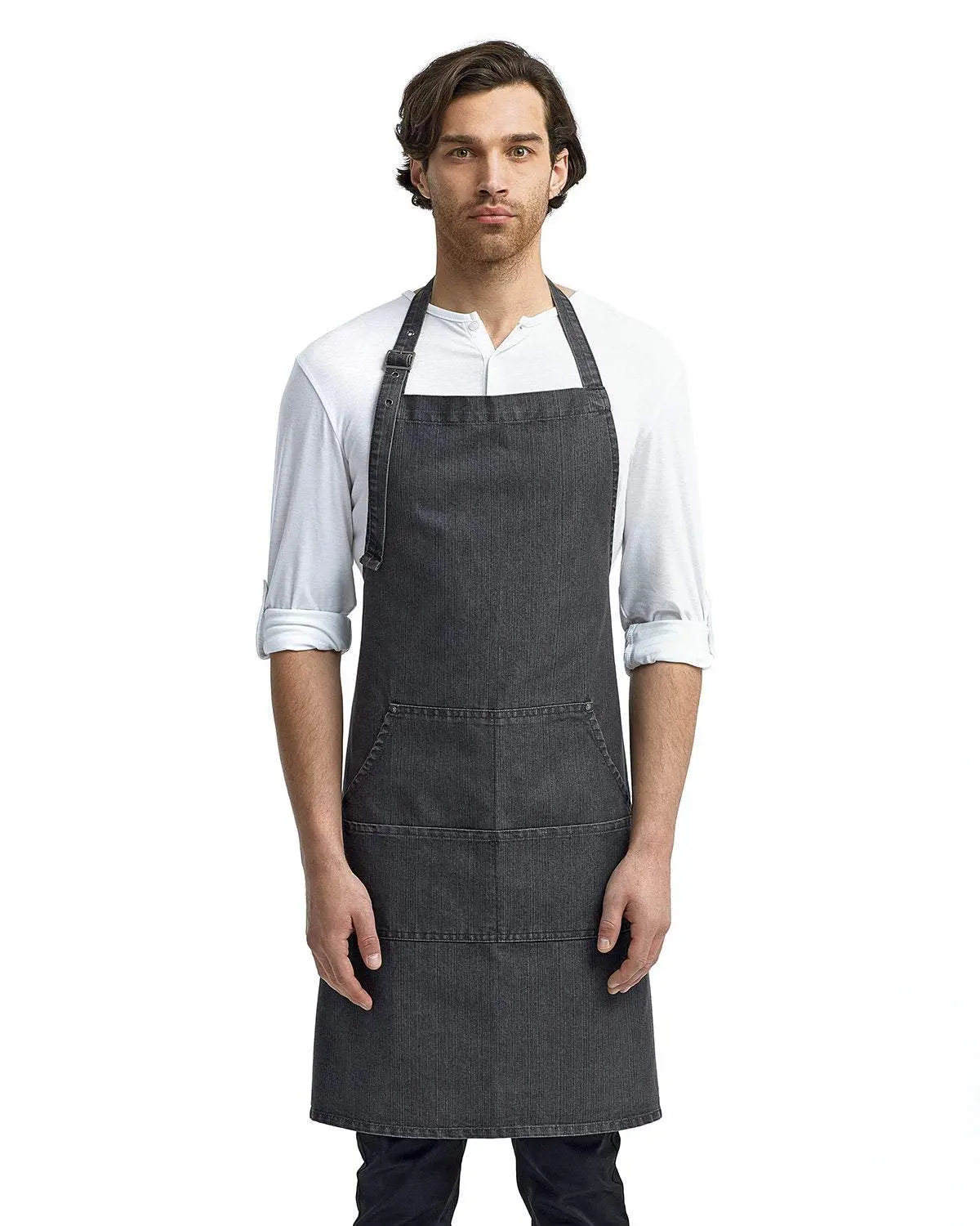 Denim Stitch Bib Apron- Black Denim Stitch Bib Apron- Black