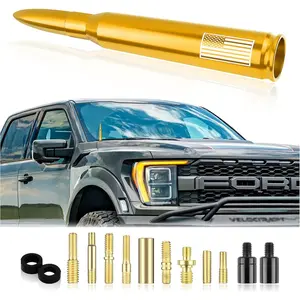 New Upgrade American Flag Car Bullet Antenna,Truck Exterior Accessories Antenna Toppers Compatible with GMC,Chevy Silverado,Dodge,Ford,Jeep Antenna Replacement (Gold)