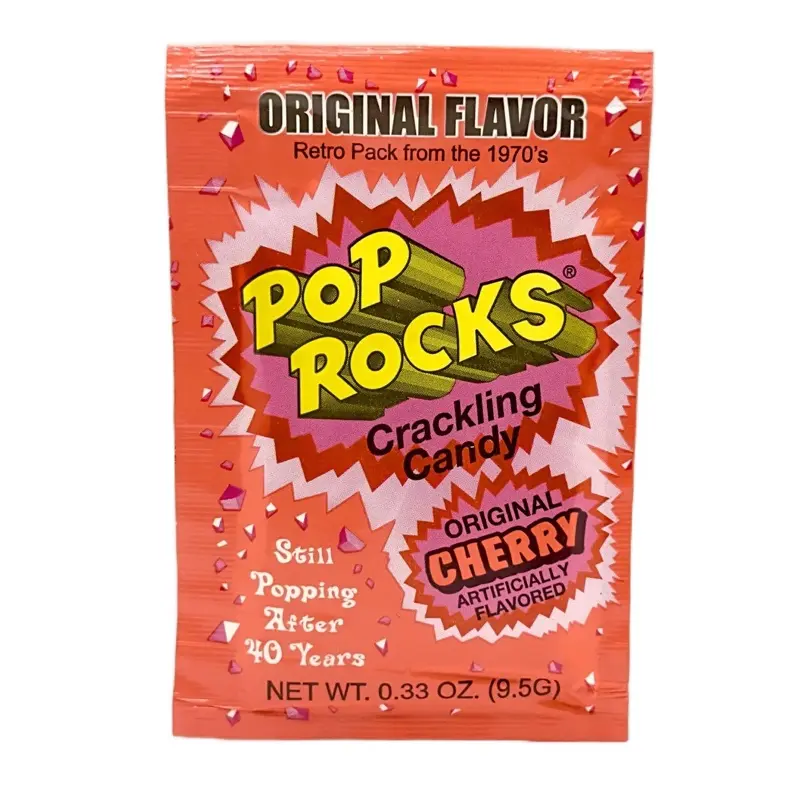 Pop Rocks Original Cherry Flavor Crackling Candies, Tangy Caffeine-Free Retro Packaging Sweet Snack for Parties, Sharing