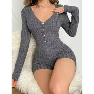 Women's Sexy Slim Fit Ribbed Knit Jumpsuit