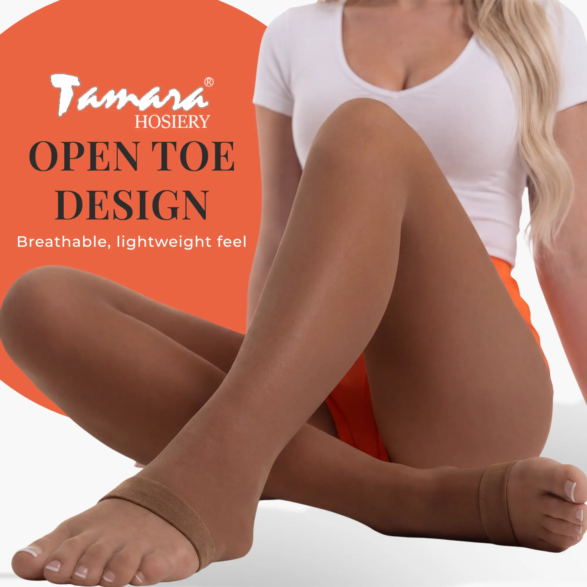 Tamara Hosiery Famous Open Toe Calendar Girl Pantyhose - 40 Den