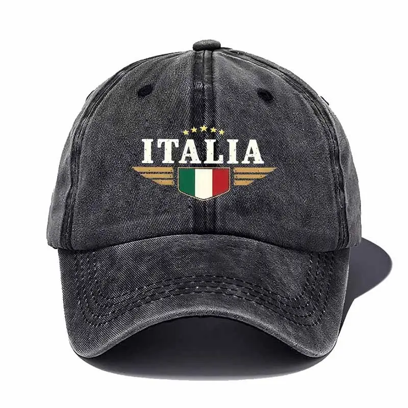 S&T Italian Flag Baseball Cap - Lightweight and Breathable Design, Decorated with Italian Words and Tricolor Flag Emblem, Unisex Travel Cap, Italian Traditional Clothing Matching, Suitable for Outdoor Activities and Daily Leisure (Durable Style)