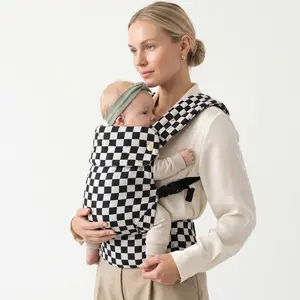 LUJIFO Premium Cotton Linen Adjustable Ergonomic Baby Carrier, Checkered Print Stuff, Hip-Healthy for Newborn to Toddler