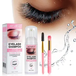 Aliver Eyelash Cleanser Makeup Remover 50ML Bottle, Includes Lash Brush & Mascara Stick, Deep Clean Cosmetics Residue Oil Removal Foam Cleaner
