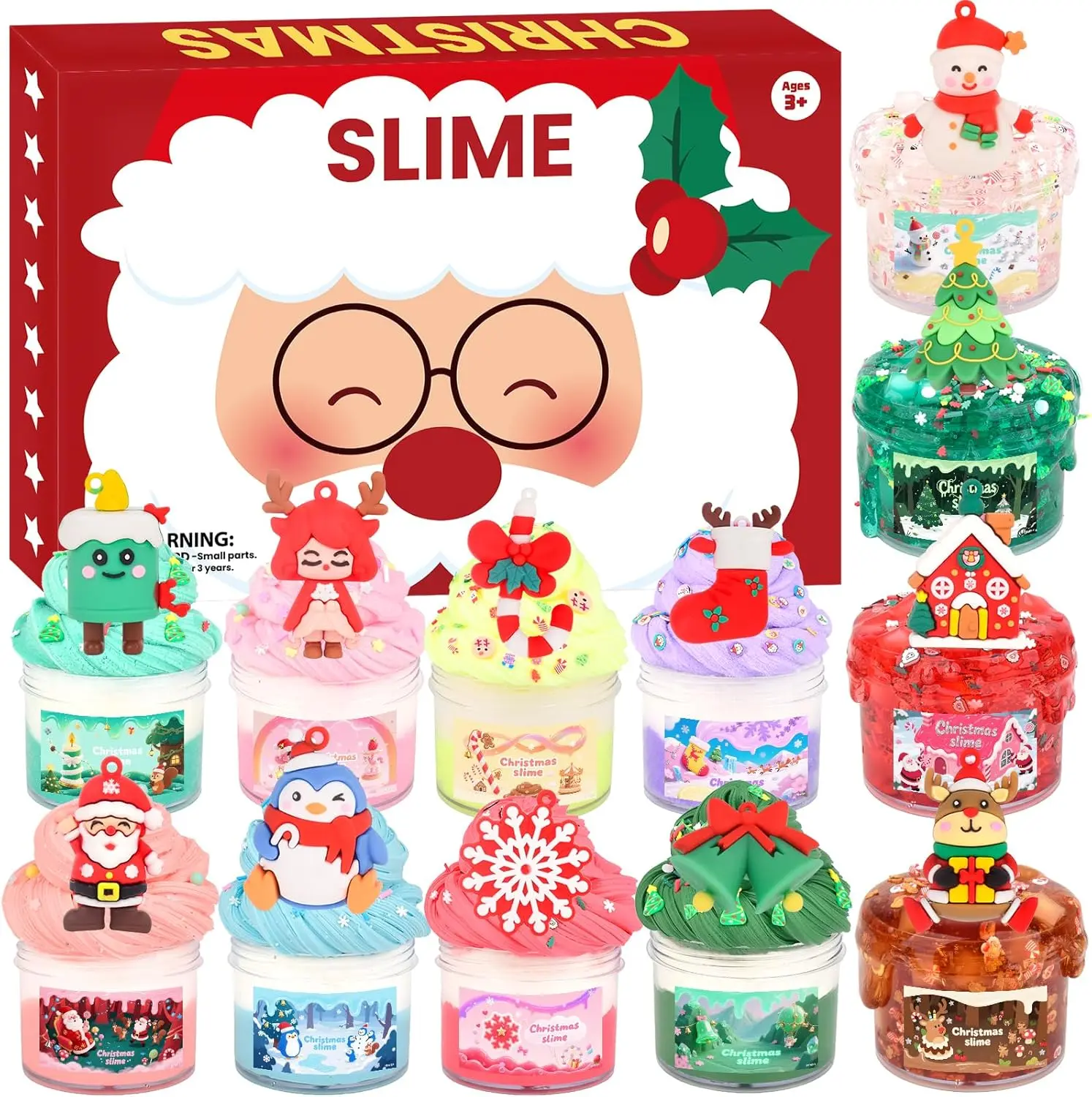 Advent Calendar 2025, 24 Days of Christmas Countdown Calendar, Different Butter Slime Jelly Slime Fluffy DIY Kit for Girls and Boys, 4-10 Year Old Kids Stocking Stuffers