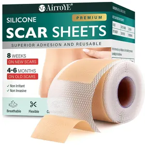 AirroYE Premium Silicone Scar Sheets 1.6"x120" Roll-3M Reusable Effective Removal for Surgical Scars Healing Keloids C-Section Tummy Tuck Non Irritant Flexible Breathable Comfortable Scar Treatment