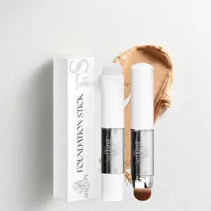 Korean Color-Changing Foundation Stick withBuilt-In Brush, Creamy Blendable Face Makeup for Natural Coverage,Dewy Finish Base Makeup ,Cover Cream Stick V