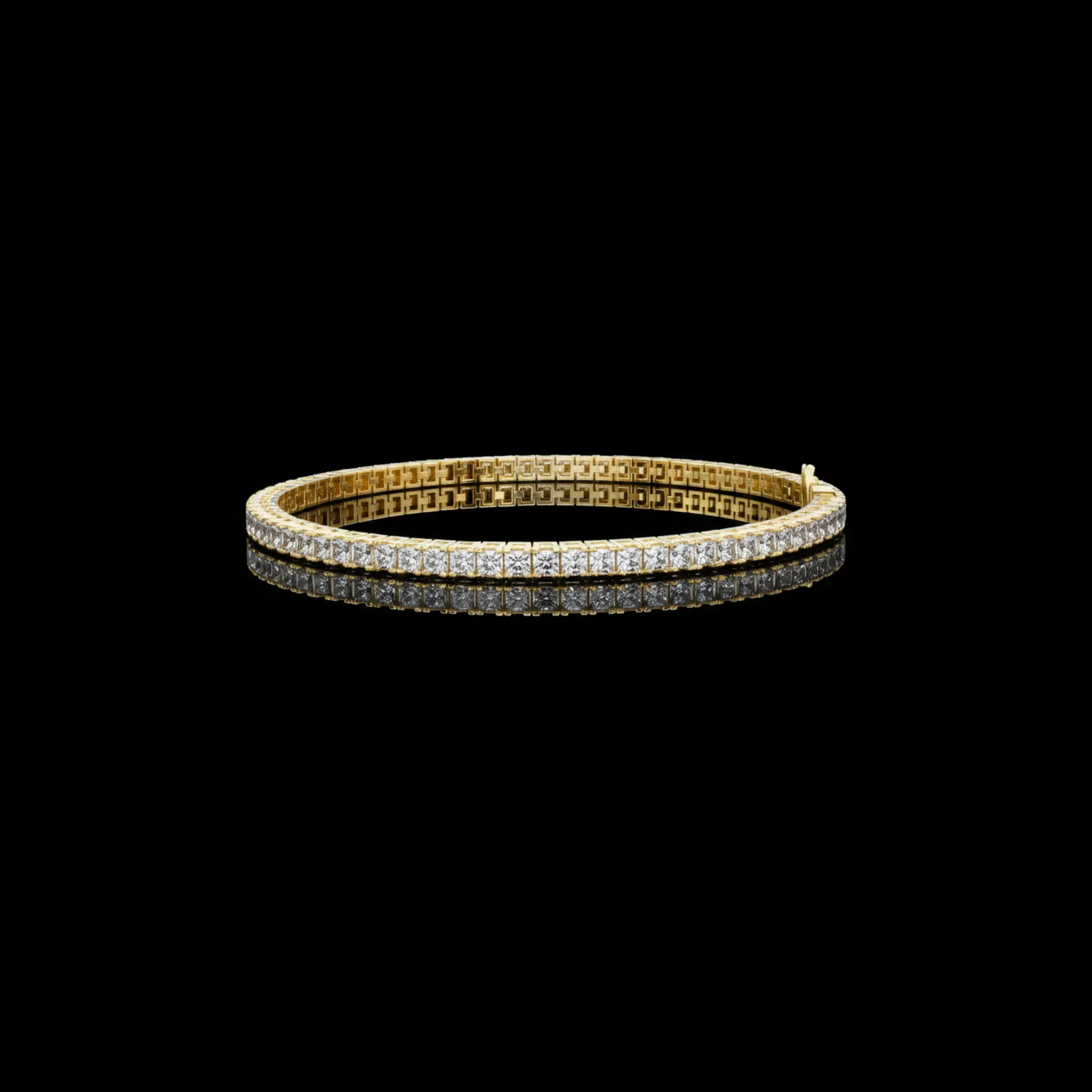 4.56 TCW Timeless Tennis Lab Grown Bracelet Featuring Channel Set Princess Cut Diamonds