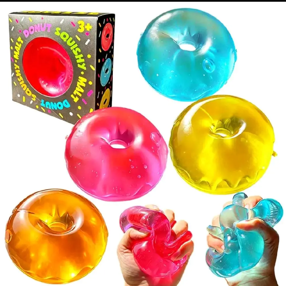 Squeeze Malt Donut Squishy Toy, Stress Relief Fidget Toy for Kids-Adults