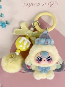 A cute pendant featuring a multi-colored plush doll as the main element, paired with a bow and pom-pom, with a sweet and dreamy style. It is suitable for hanging on bags or keys, adding a girlish and lively atmosphere to everyday outings, dates, and gathe