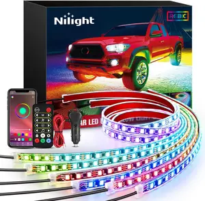 Nilight 6Pcs  Underglow Neon Accent Strip 300 Multi Color DIY Sound Active Function Music Mode with APP Control and  Control Underbody  Strips carlight atmosphere   interior lighting carcover custom  remote  sea light Bluetooth Controlled Smart RGBIC rgb