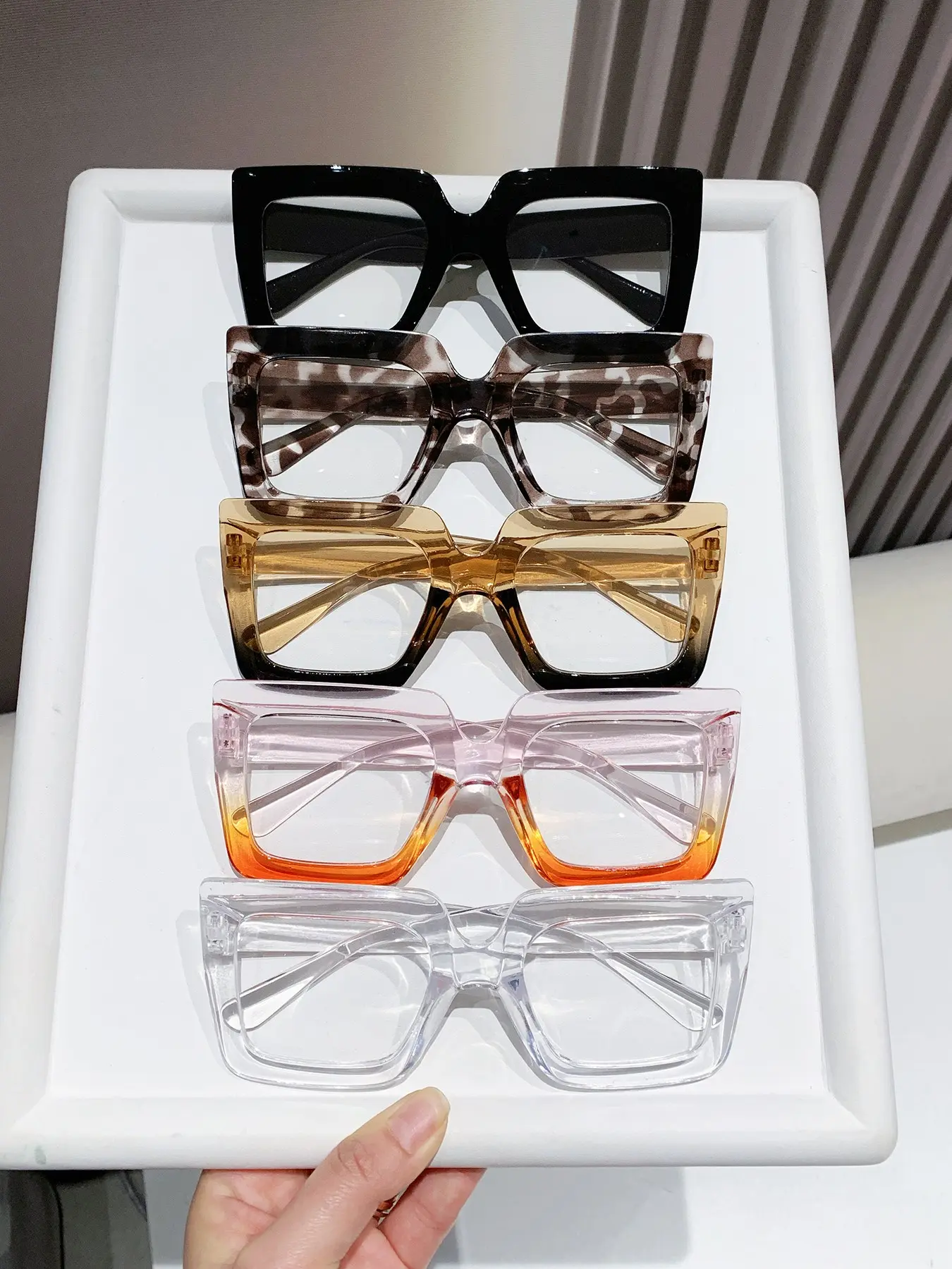 Women's Elegant Large Frame Square Plastic Glasses, Fashion Eyewear, Leopard Print & Transparent Lenses, Versatile Street Style, Driving, Daily Wear, Casual Stylish Glasses