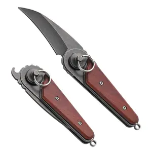 Wood and Steel Folding Knife - Unique Rotation Action & Secure Lock | Compact EDC for Light Outdoor Tasks and Collection