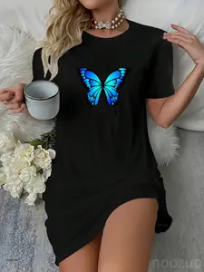 Cute Colorful Blue Butterfly Dress