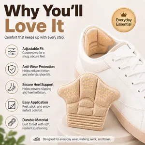 Adjustable Shoe Heel Grips & Toe Guard Pads, Self-Adhesive Shoe Size Inserts for Loose Shoes, Anti-Wear Heel Stickers for Sneakers, Boots & High Heels