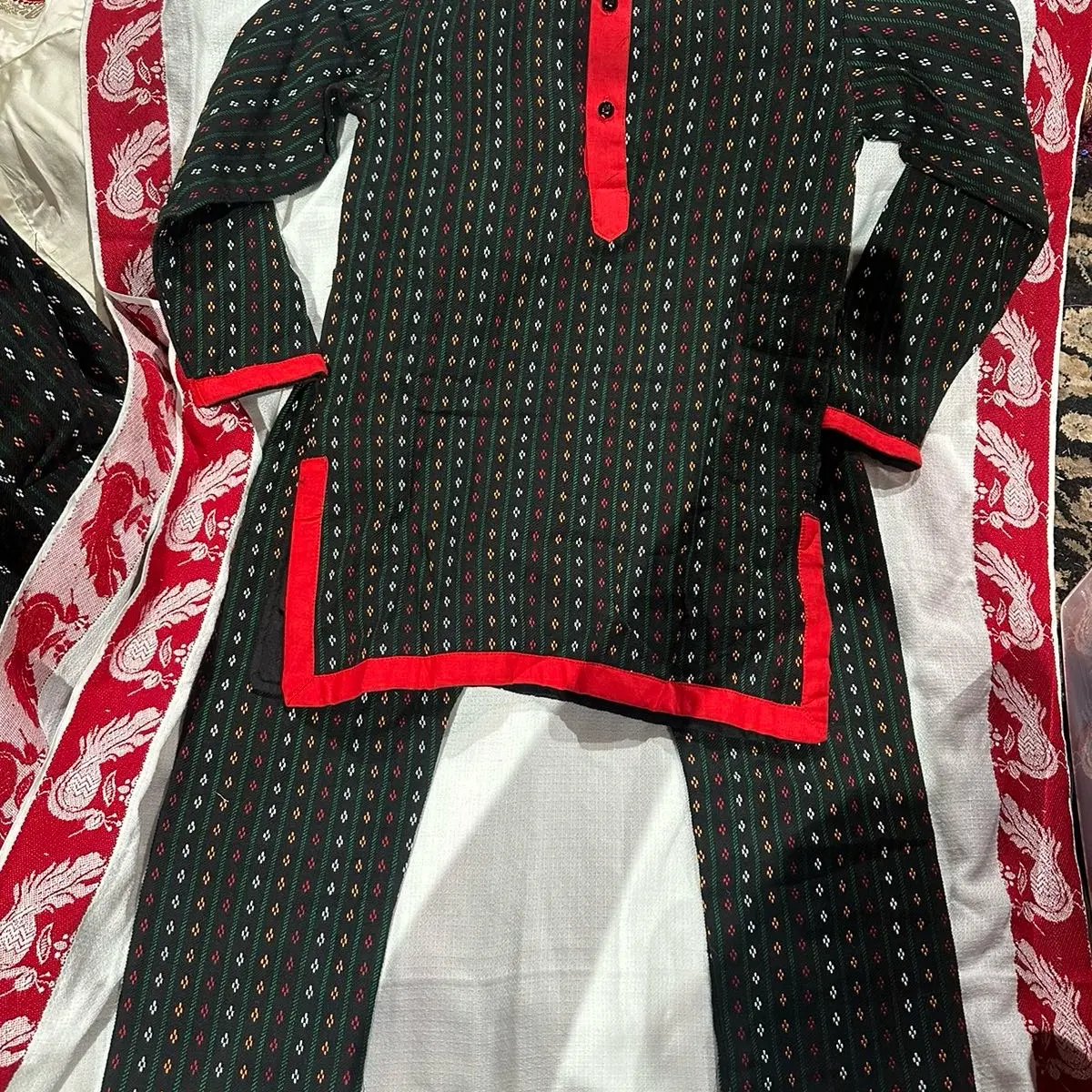 Pure Newari Dhaka Men's Kurtha Suruwal Set in Small Sizes - Traditional Clothing for Men