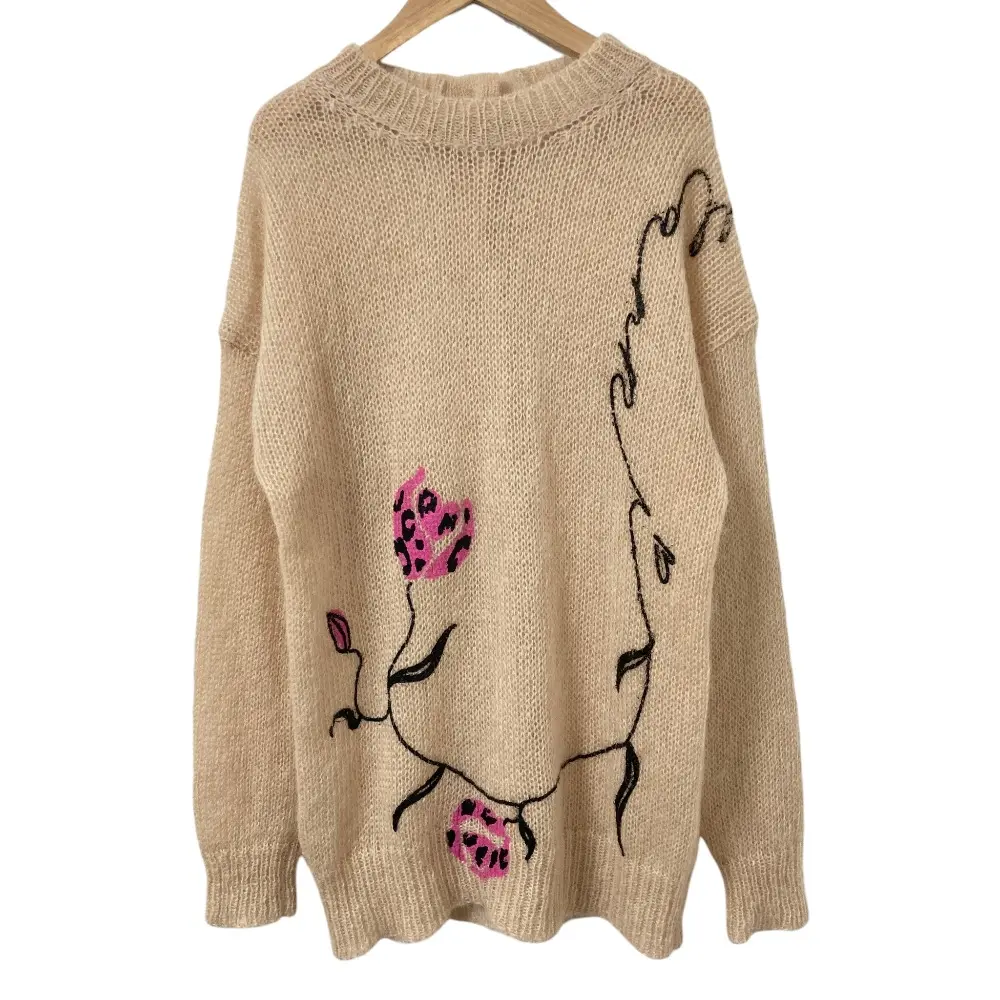 Pre-owned MARNI Wool Small Leather Goods Flower Print Mohair Knit Sweater