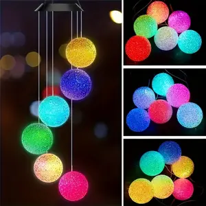 16-Color RGB Solar LED Wind Chime Spinner with Prism Crystal Ball - Auto-Illuminated, Waterproof Outdoor Hanging Decorative Lighting, for Garden, Patio | Romantic Holiday Light Gift (No Remote)
