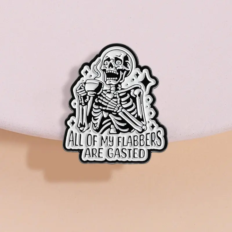 Skeleton Holding Coffee Cup Design Brooch, Cute Fashion Alloy Badge for Daily Clothing Decor, Trendy All-match & Exquisite Brooch for Birthday Gift, Halloween, Clip, Fashion Accessory, Accessories
