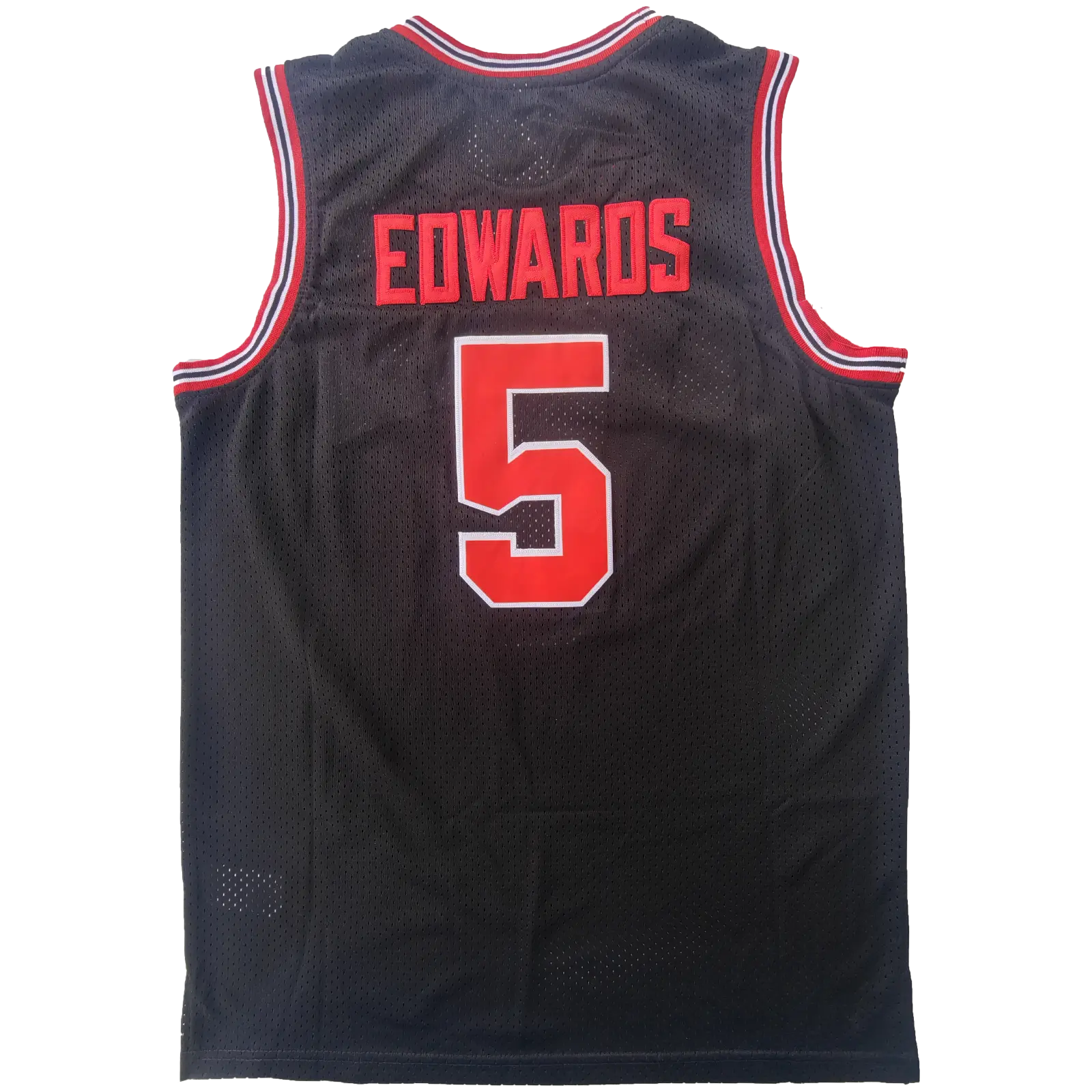 Men's #5 Edwards Stitched Detail Retro Georgia College Basketball Jersey Shirt - Short Sleeve, White, Comfortable Male Athletic Outfits, Tribute, Casual Game Wear, Play in 2 Sports, Machine Washable, Versatile Professional Sports Clothing