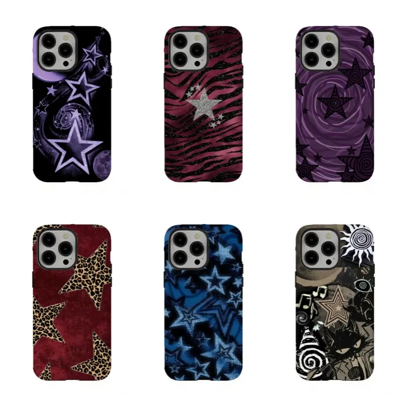 Y2K Galaxy Star Phone Case - Mystic Purple Moon & Swirl Art Protective Cover,for iPhone 17/16/15/14/13/12/11 ProMax Plus,an excellent gift for friend or fans.