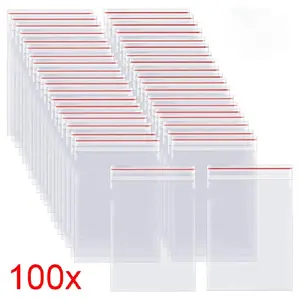 100pcs Transparent Plastic Bags, Re-Sealable Clear Plastic Bags for Photos, Jewelry, Socks, Packaging, Bulk Pack