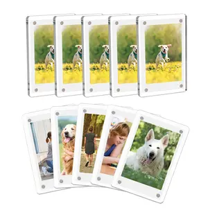 Acrylic Fridge Magnetic Photo Frame, 5/10pcs Double Sided Photo Refrigerator Magnet Picture Frame for Mini, Transparent Durable Acrylic Picture Display Frame, Decor, 2.36 x 3.54 inch