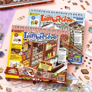 SIMNO Food Paradise Supermarket Scene Sticker Book DIY Miniature Kit – Sticker Shopping Scrapbook Accessory for Journaling, Stress Relief Craft Gift for Teens, Includes Tweezers, 3D Summer Vibes fathersdaygiftideas