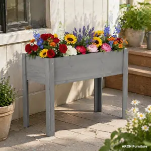 Elevated Planting Boxes - 40x20x31 in Solid Wood Raised Garden Bed with 4 Legs & Rustic Look for Outdoor Plant, Vegetable Growing,summervibes
