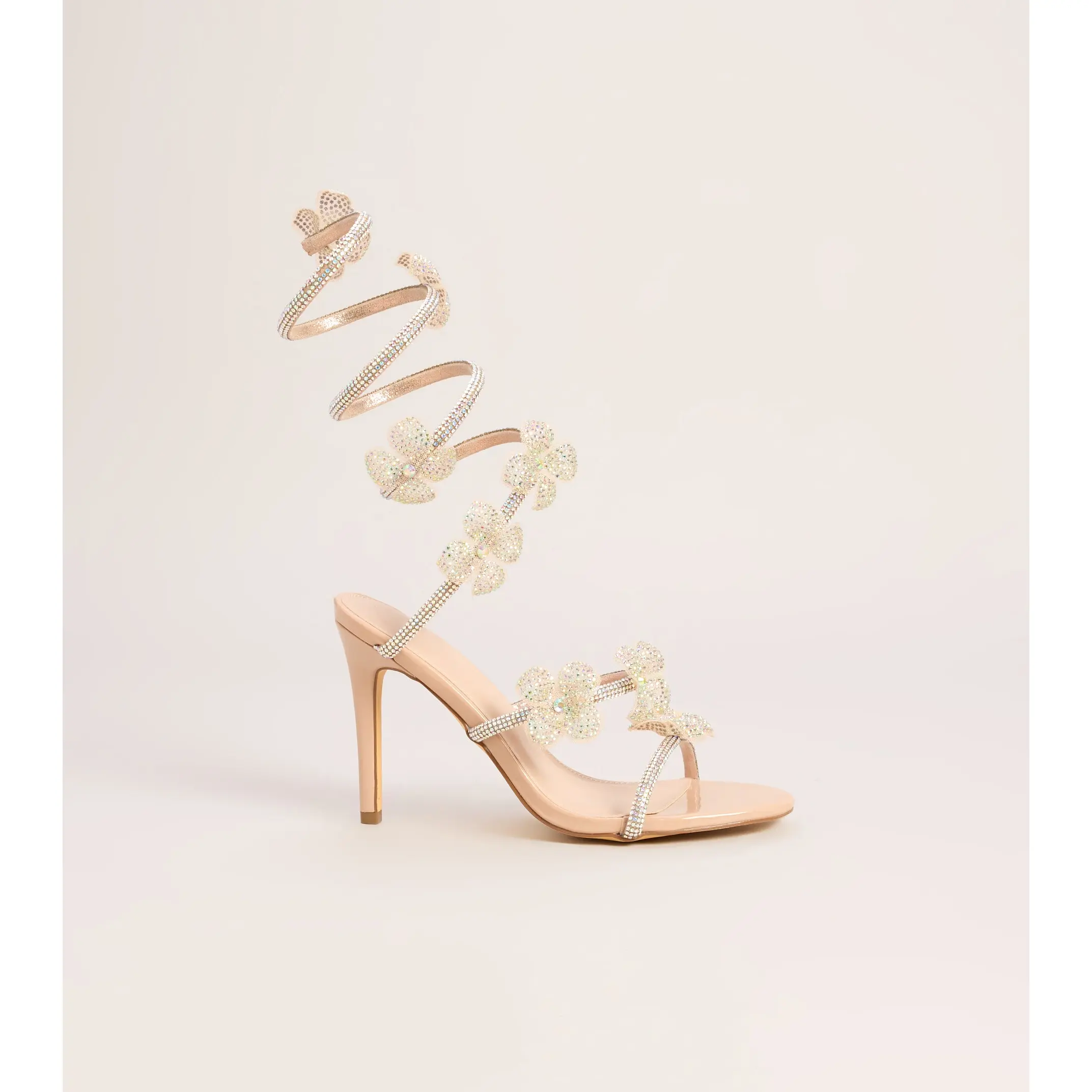 Sparkling Blooms Flower Spiral Heels