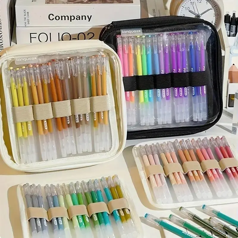 Transparent Canvas Multi-Functional Pencil Case, 36/108 Capacity Options, Art Drawing Storage, Portable Organizer, No Pens Included, Pencil Bag, Classroom Supplies