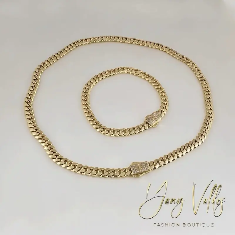 Premium Gold Plated Monaco Chain & Bracelet Set | 6mm | Multiple Lengths