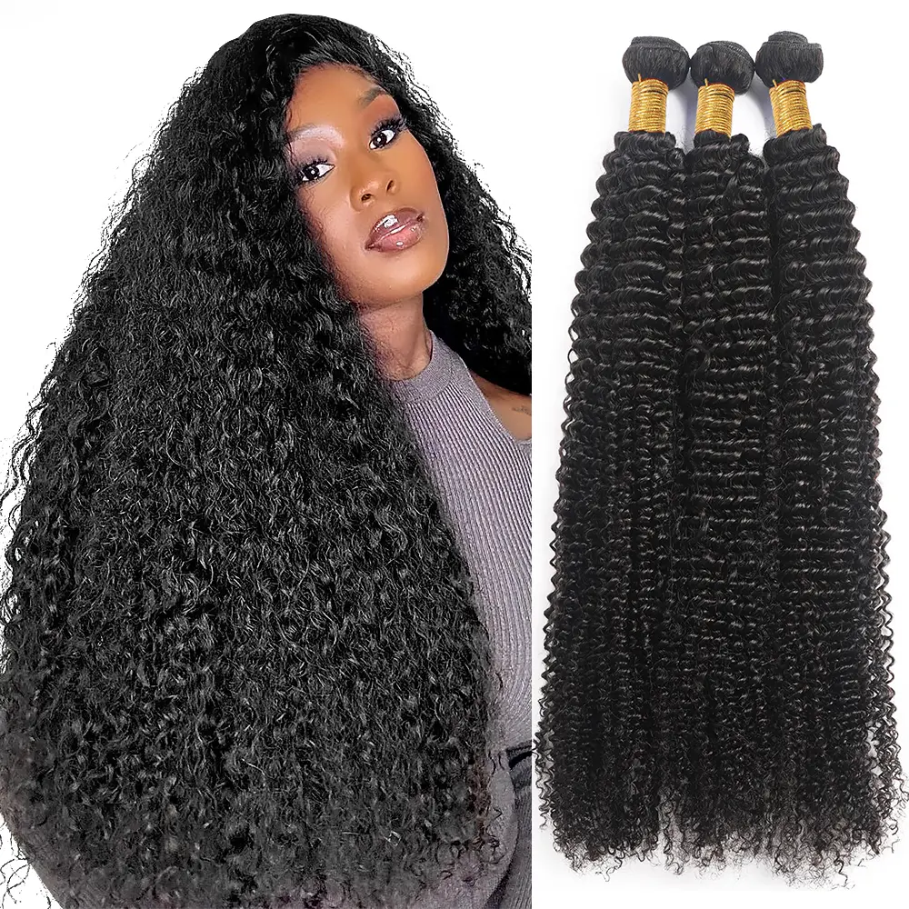 30inches Curly Weave Bundles for Sew In 3 Bundles Brazilian Human Hair Raw Bundles Jerry Curly 4 Bundles Quick Weave with Leave Out