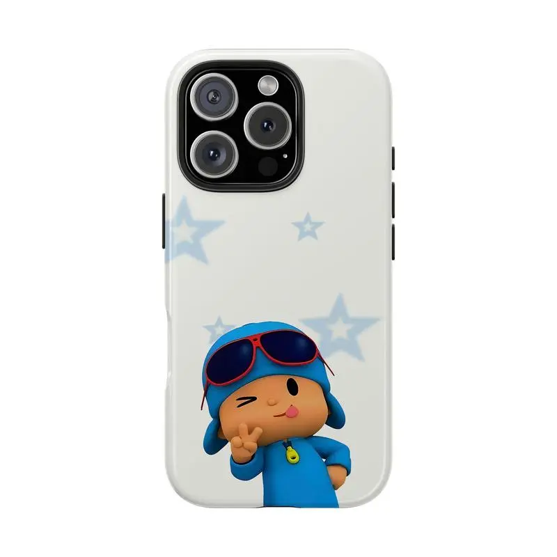 Pocoyo Kawaii Blue Cartoon Shockproof Smartphone Case - Slim Soft TPU, Thin Frame, Camera Guard, Precise Cutouts, Long-Lasting Protection, Vibrant Printing - Kid Gift for iPhone 17/16/15/14/13/12/11 Pro Max Plus & Samsung Devices