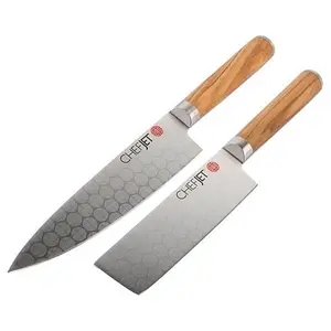 Chef Jet Jet Tila Laser-Etched Full Tang 7" Chef Knife and 5.5" Nakiri Knife