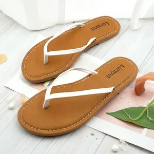 Women's Flat Flip Flop Sandal-Comfort Comfortable Round Toe Beach Sandals Leather Vegan
